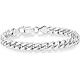 Miabella Italian Thick 925 Sterling Silver Solid Cuban Link Curb Chain Bracelet for Men, 3.2mm, 5mm, 7mm Made in Italy
