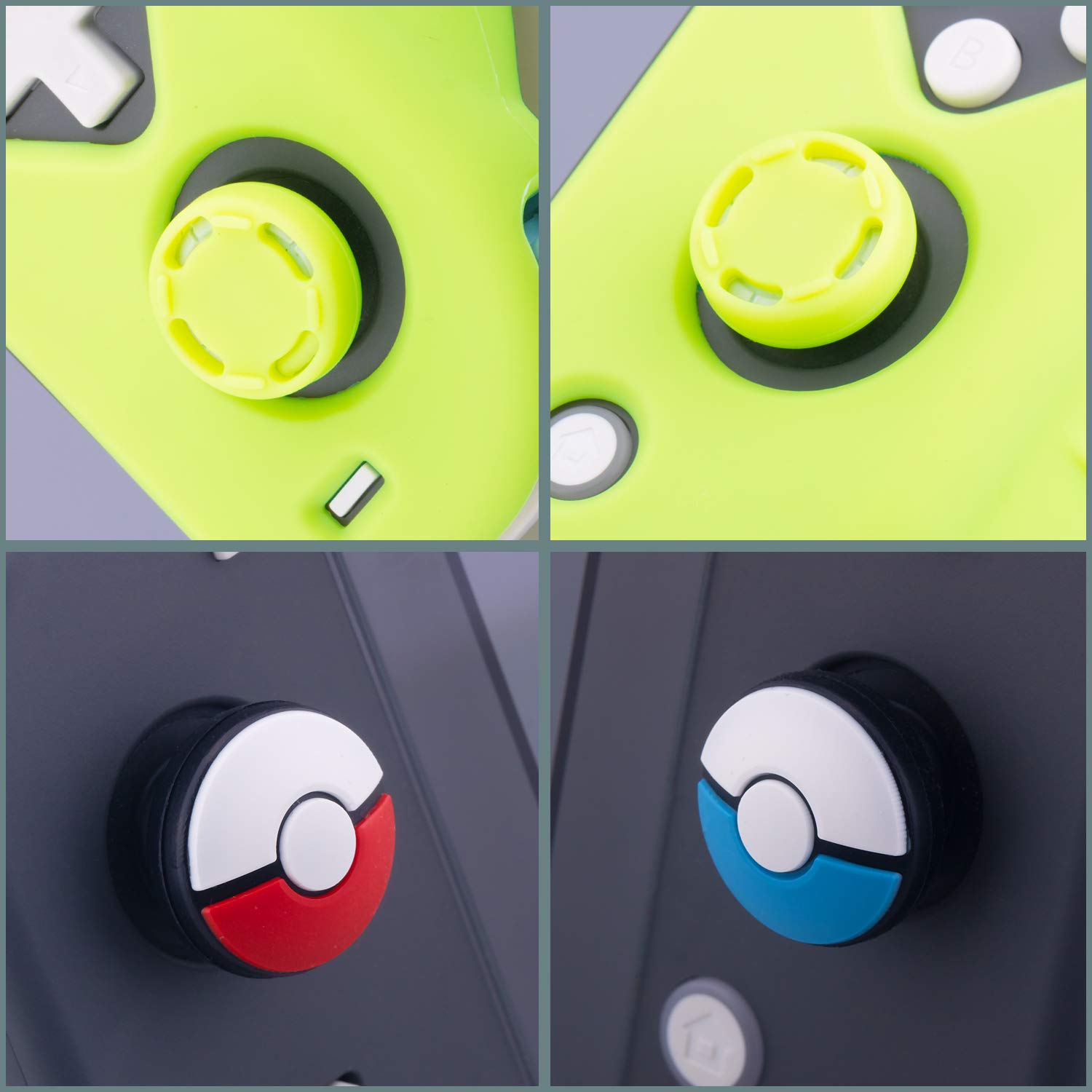 YoRHa Handle Grip Soft Silicone Rubber Protective Cover Case (Apple Green) x 1 and Thumbsticks x 4 for Nintendo Switch Lite - 9.2019 Slim Model