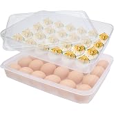 Anyumocz 2 Pack Covered Egg Holder,Clear Egg Holder Storage Container,Stackable Plastic Refrigerator Egg Trays for Deviled Egg,Protect and Keep Fresh(48 Eggs)