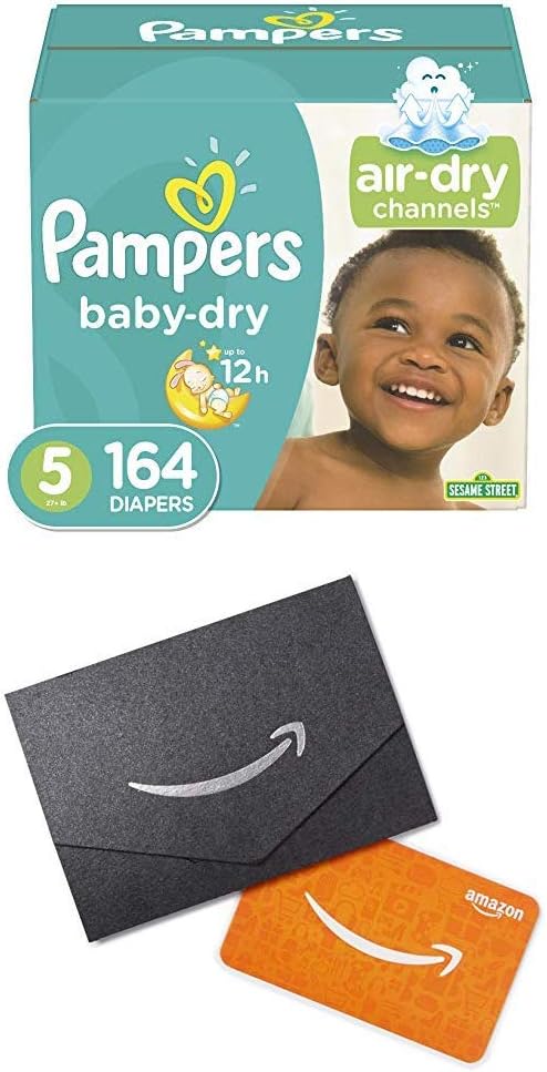 Diapers Size 5, 164 Count (2) - Pampers Baby Dry Disposable Baby Diapers, One Month Supply and $20 Gift Card