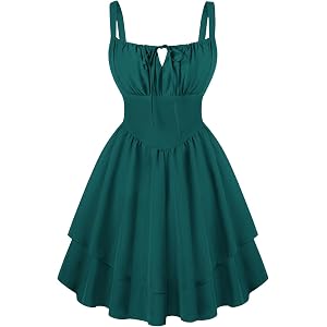 Scarlet Darkness Corset Mini Dress for Women Teens Grad Homecoming Sundress | Adjustable Straps, Tie Square Neck, Smocked Bac