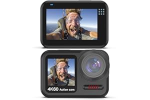 Xoieod 4K 60FPS Waterproof Action Camera,Bare Metal 66FT Underwater Camera,2" Touch Dual Screen Sports 6-Axis Stabilization,2 Batteries Internal Microphone Vlog Camera for Diving Cycling Outdoor