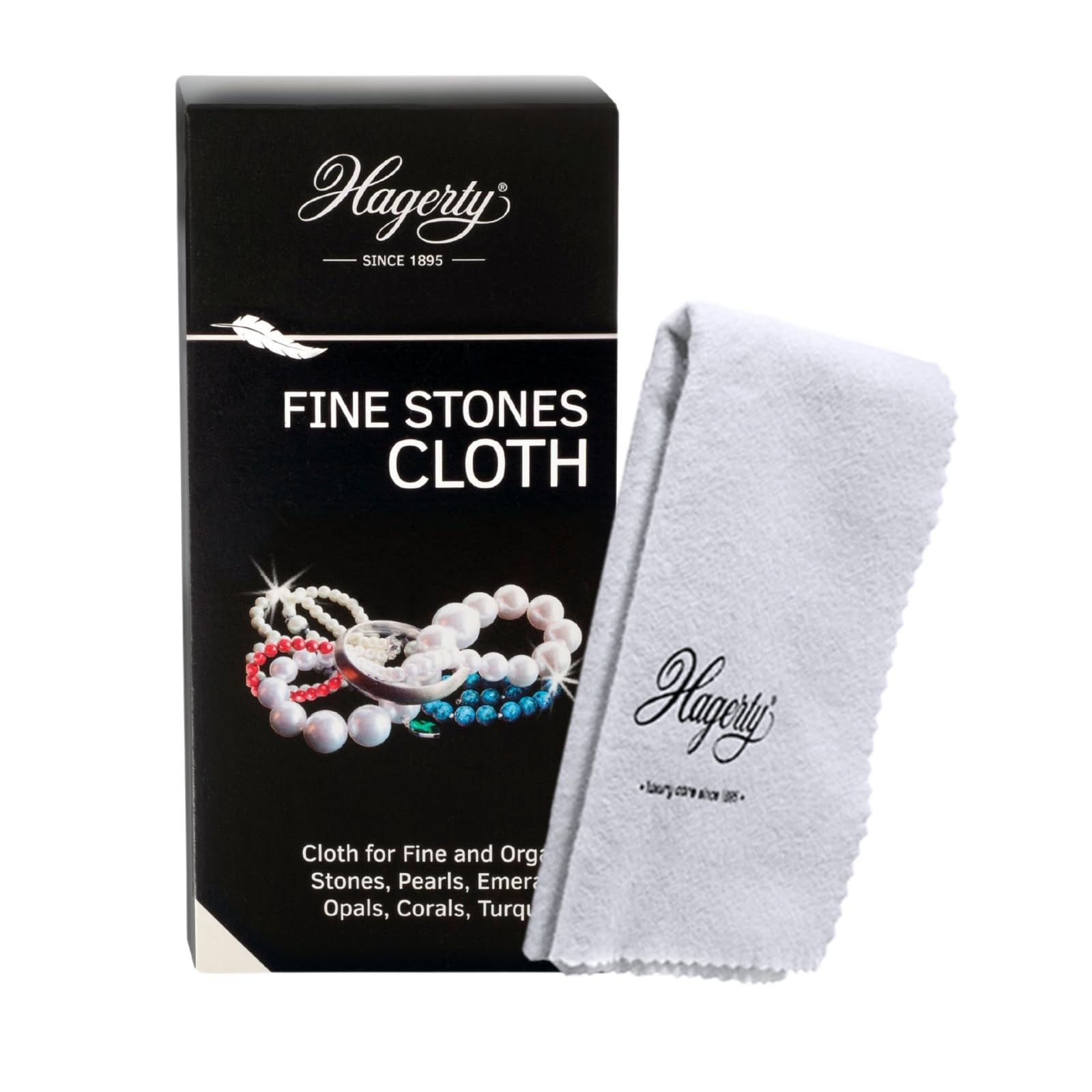 Hagerty Fine Stones Cloth 36 x 30 cm I Impregnated cotton jewellery cloth I Efficient jewellery polishing cloth for jewellery set with emeralds pearls opals corals turquoise