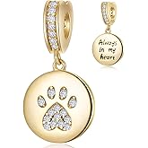 CHAWIN 925 Sterling Silver Charms Gold, Jewelry for Bracelets and Necklaces, Family Love Mom Dangle Pendants, Heart Charms Hawaii Beads, Birthday Gift for Women