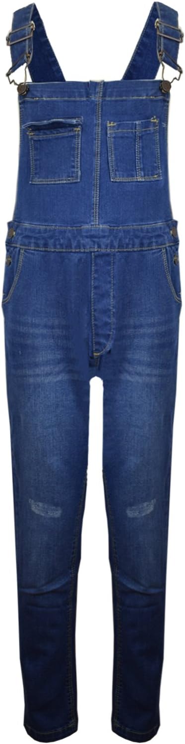 Homeware Outlet Kids Girls Boys New Denim Childrens Stretch Dark Wash Dungarees Playsuit Jumpsuit Long UK Jeans Bib Overalls Pinafore Cotton Age 7-13 Yr
