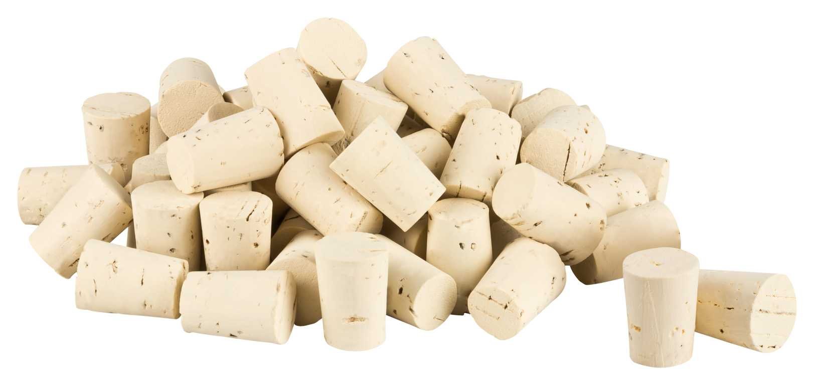 100 Tapered Corks (conical Cork, Bung Stopper) | Length = 22 mm, ⌀ = 13-16 mm (for Test Tubes 22x16/13)
