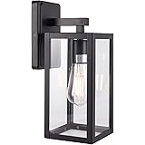 LIT-PaTH Outdoor Wall Lantern, Wall Sconce as Porch Lighting Fixture with One E26 Base Max 60W, Metal Housing with Glass Shad
