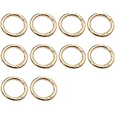 10 Pack 1 Inch Gold Spring O Rings, O Ring for Purse Strap, Keyrings Buckles, Metal Keychain Ring Round Carabiner Clips