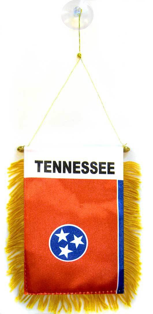 AZ FLAG - Tennessee Mini Banner - 6'' x 4'' - 100% Polyester US state of Tennessee Small Pennant for Car - Double-sided Flag with Suction Cup Hanger