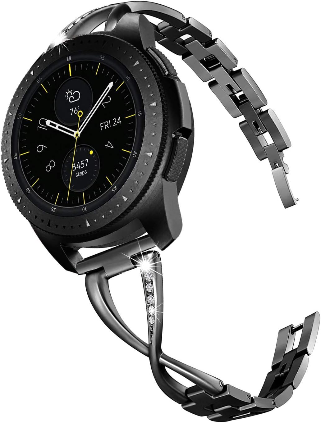 V-MORO Compatible with Galaxy Watch Active 2 (44mm)/Galaxy Watch 42mm Bands Luxury 20mm Bling Jewelry Bangle Metal Stainless Steel Replacement for Samsung Galaxy Watch 42mm/Galaxy Watch Active 40mm