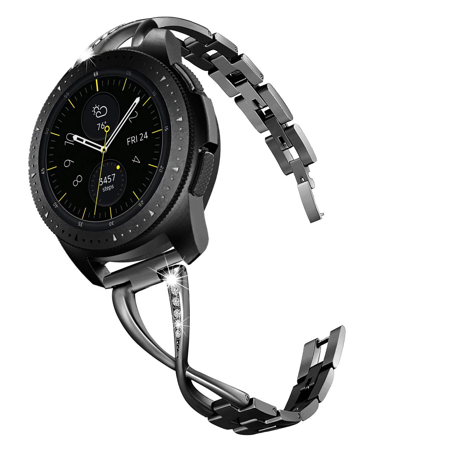 V-MORO Compatible with Galaxy Watch Active 2 (44mm)/Galaxy Watch 42mm Bands Luxury 20mm Bling Jewelry Bangle Metal Stainless Steel Replacement for Samsung Galaxy Watch 42mm/Galaxy Watch Active 40mm