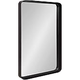 Kate and Laurel Armenta Modern Soft Rectangle Metal Framed Mirror; 20 x 30; Charcoal Gray; Functional Industrial Wall Mirror 