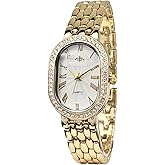 VILKFY Women Vintage Gold Rome Watch Oval Case Adjustable Stainless Steel Watch Band Waterproof Analog Quartz Watch