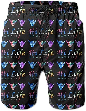 Mens Casual Beach Board Shorts Shaka Hand Hi Life Hawaii Swim Trunk