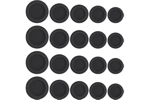 Grevosea 20 Pieces Piggy Bank Plug, Piggy Bank Stopper Replacement Saving Box Black Cover Rubber Stopper Plug Replacement for Money Saving Box (5 Sizes)