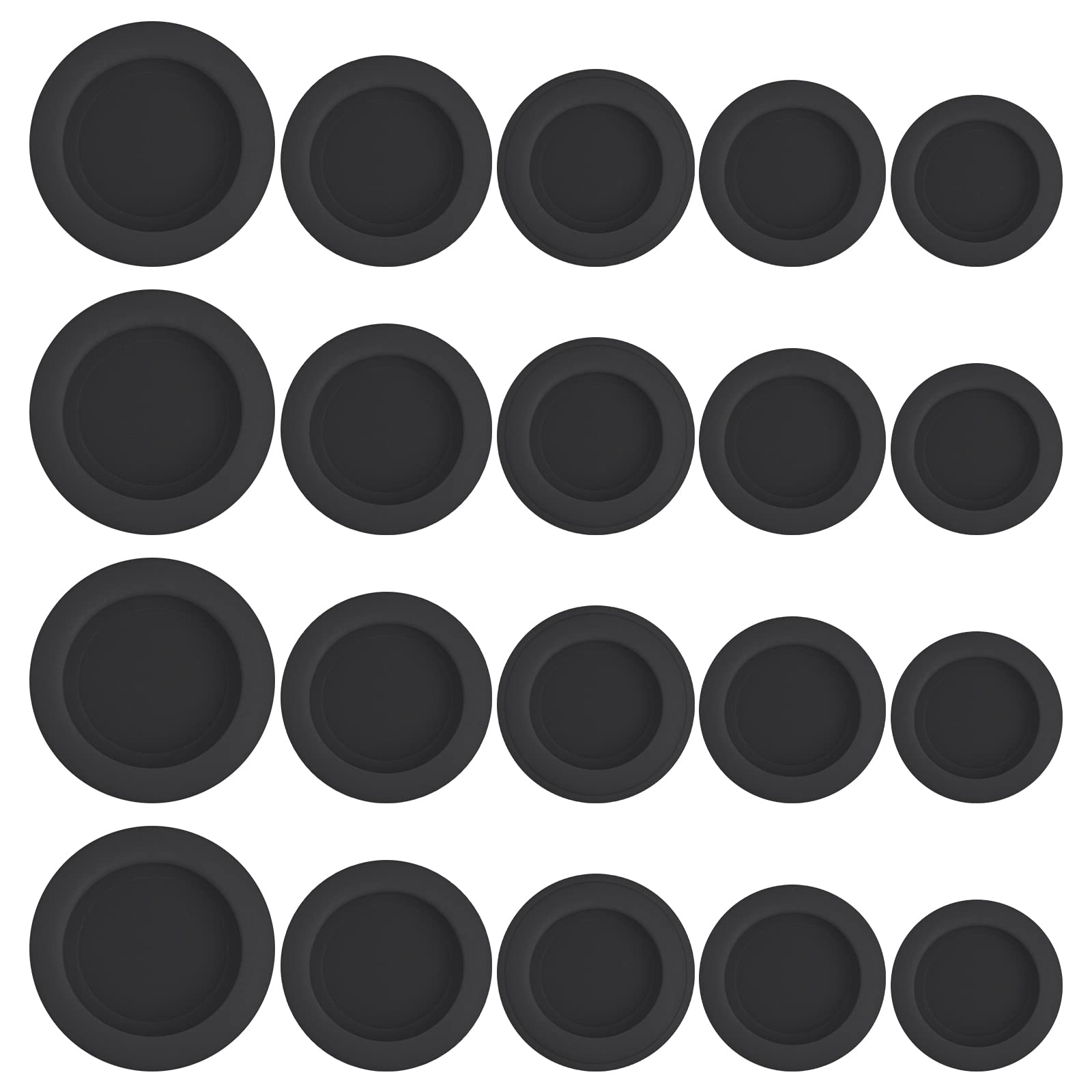 Photo 1 of Grevosea 20 Pieces Piggy Bank Plug, Piggy Bank Stopper Replacement Saving Box Black Cover Rubber Stopper Plug Replacement for Money Saving Box (5 Sizes)
