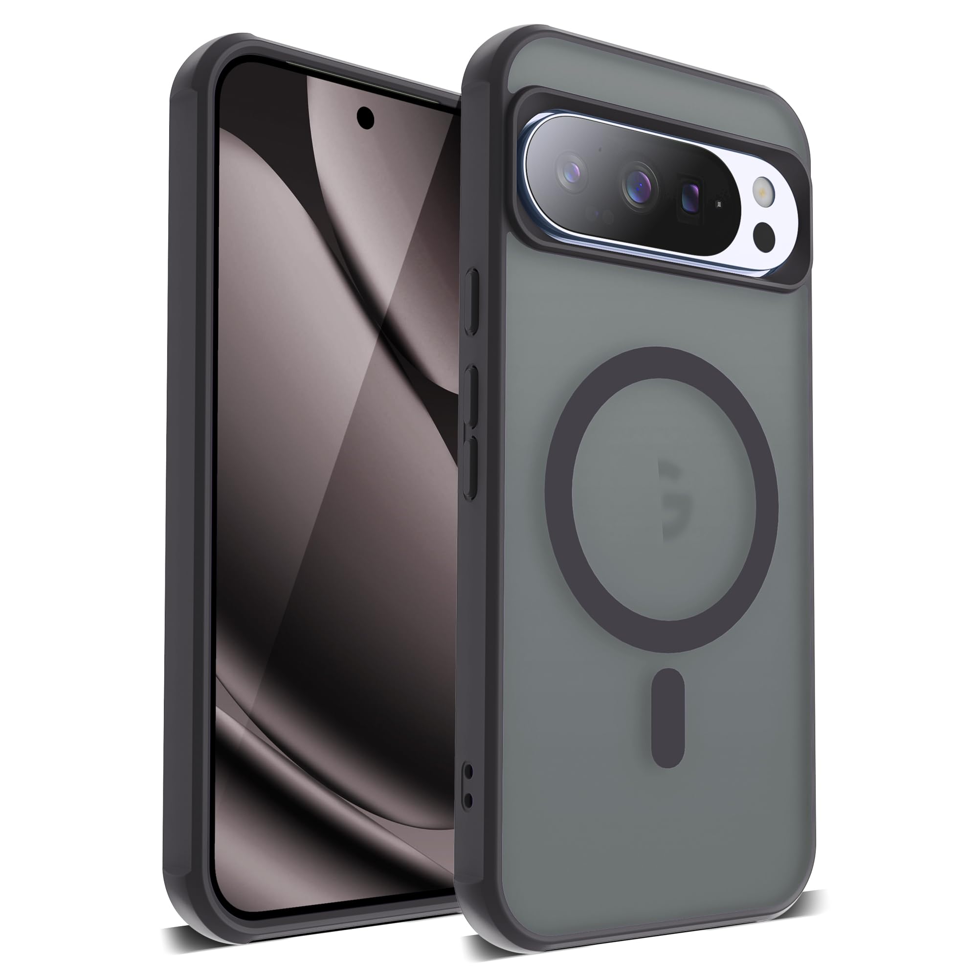 Compatible with Google Pixel 10 Pro XL Case with Magnetic Translucent Matte Phone Case with Anti-Fingerprint Tech [Compatible with Mag-Safe], Black