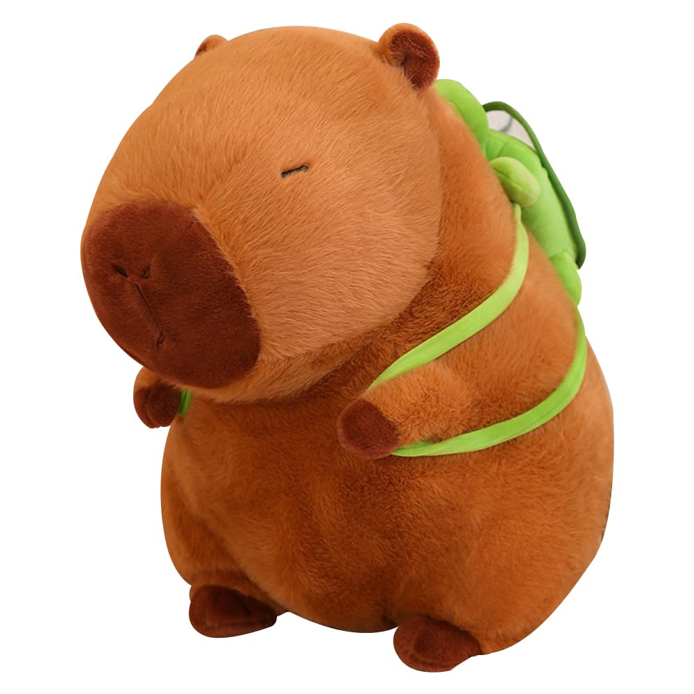 XEERUN Capybara Plush Toy, 23cm Capybara Stuffed Animal With Turtle Pillow, Cute Brown Guinea Pig Doll, Capybaras Teddy, Super Soft Stuffed Toy capybara Gifts for Adults and Kids