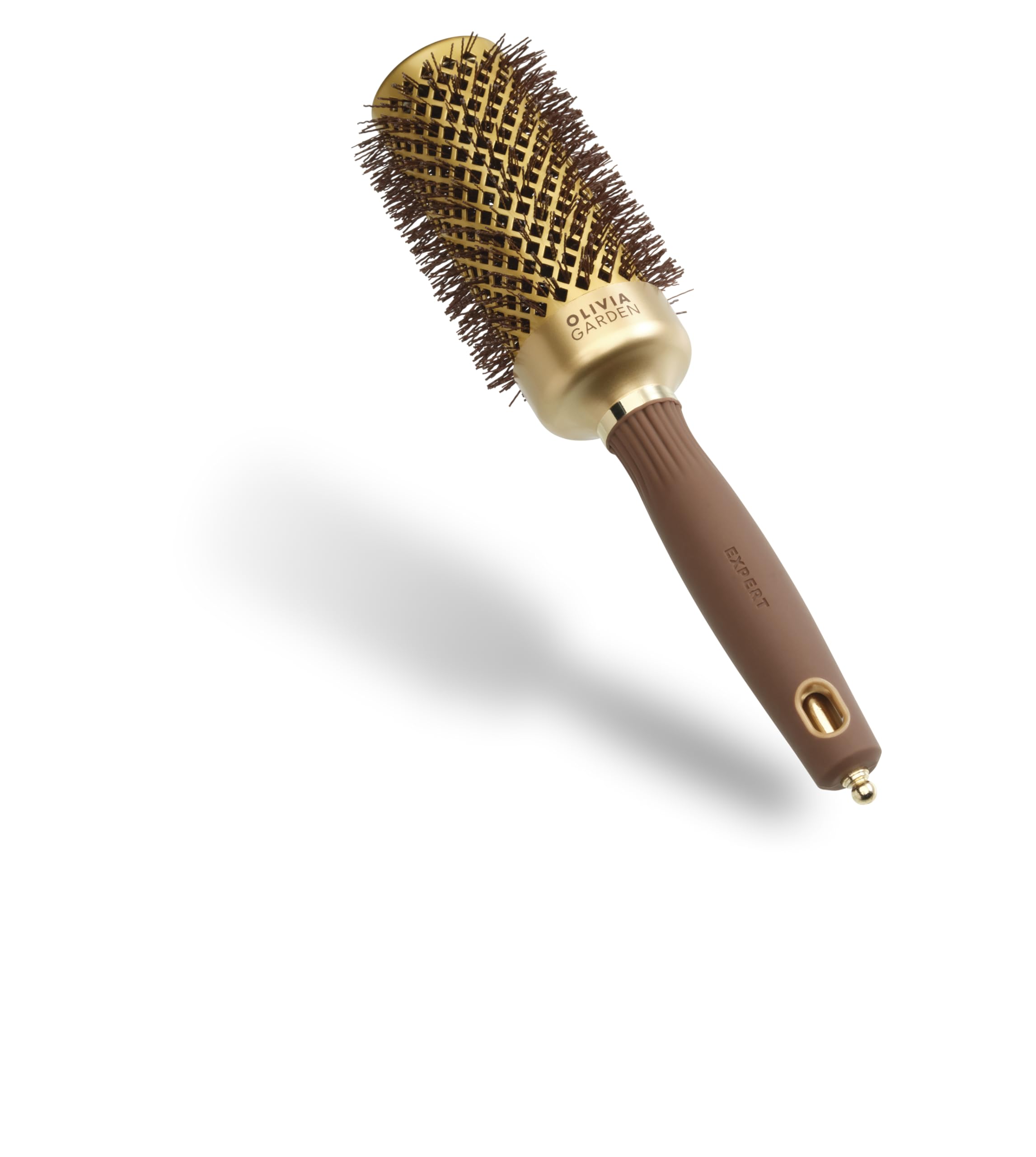 Olivia Garden Expert Blowout Shine – Gold & Brown - 45 - Ceramic Coated Round Brush for Smooth Blowout, Frizz-Free Hair & Radiant Shine