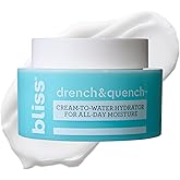 Bliss Drench & Quench Hyaluronic Acid Cream to Water Moisturizer | Lightweight Face Cream with 4 Types of Hyaluronic Acid for All Day Hydration and Plump Skin | Clean Vegan & Cruelty Free 1.7 fl oz