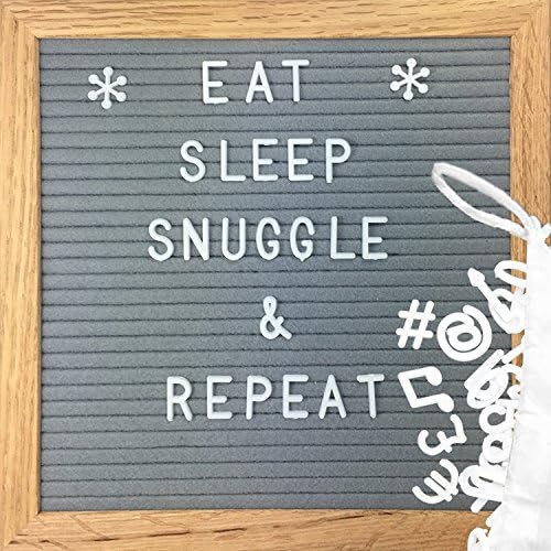 Changeable Felt Letter Board - Gray Felt Message Board with 362 Letters, Numbers, Symbols &amp; Emojis | Premium Oak Wood Frame - Display Words, Quotes, Messages &amp; Announcements - 10" x 10"