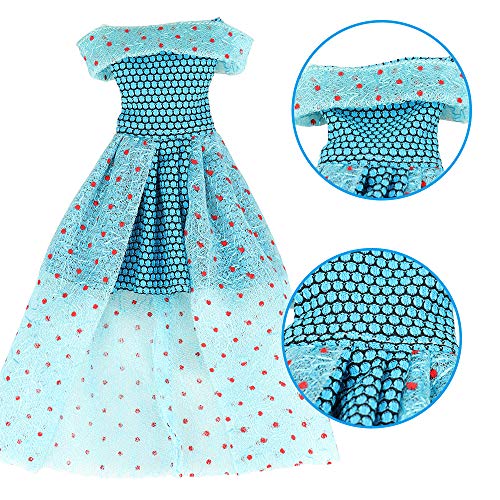BARWA Lot 12 Items 3 Sets Fashion Casual Clothes Outfit Party Dress with 10 Accessories Bags Shoes Hangers Crown for 11.5 inch Girl Doll Xmas Gift