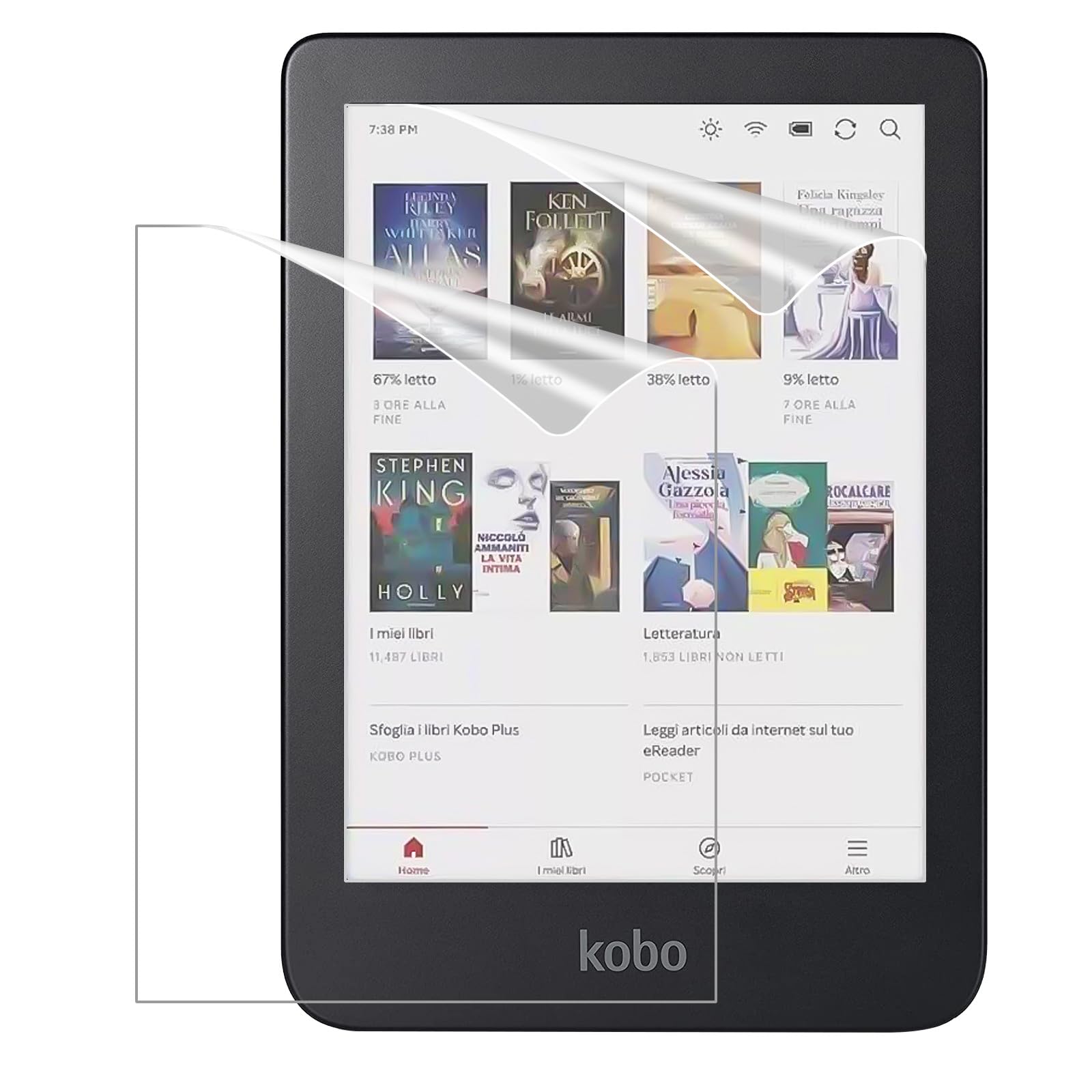 MoKo 2-Pack Screen Protector for Kobo Clara 6" 2024, Anti-Glare Premium PET Protective Film Full-Coverage Matte Screen Protector