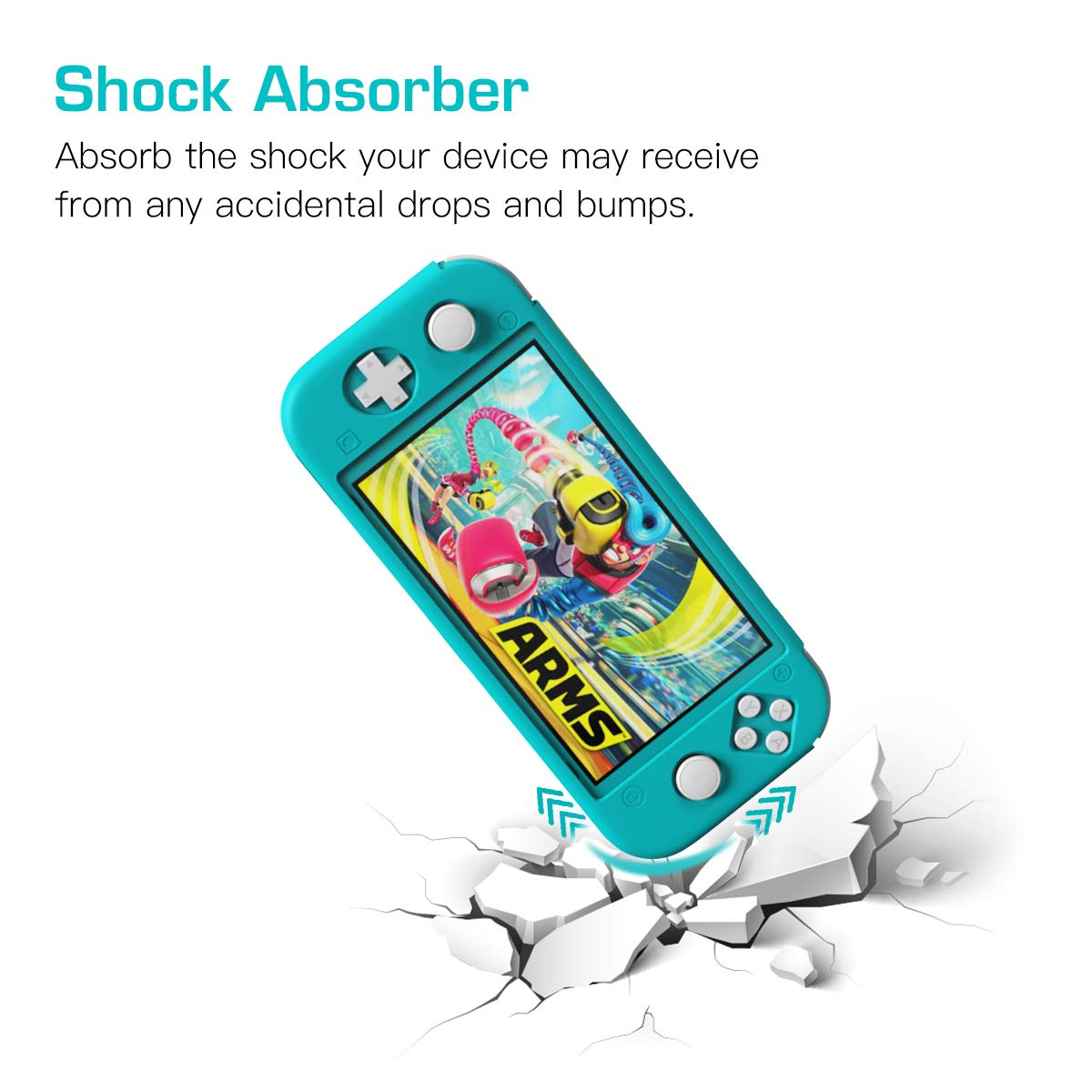 MoKo Case Compatible with Nintendo Switch Lite, Silicone Protective Rubber Cover, Shock-Absorption Anti-Scratch Non-Slip Case Compatible with Nintendo Switch Lite Console - Turquoise