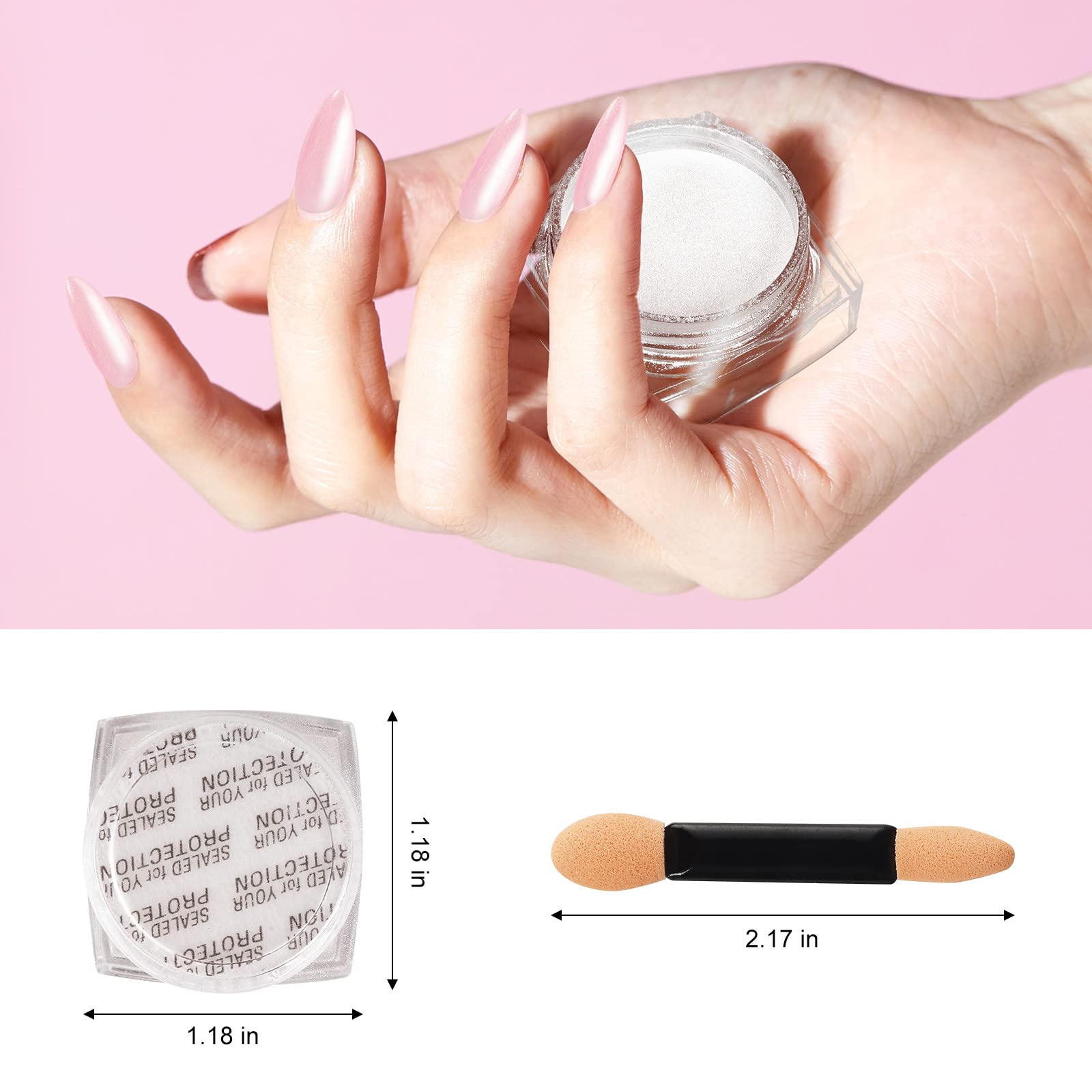 Artdone 2 Jars Chrome Nail Powder White and Red Pearl, Iridescent Aurora Powder Metallic Mirror Effect Pigment Pearlescent Mermaid Pearl Dust Kit, Decoration Resin Craft - Image 4