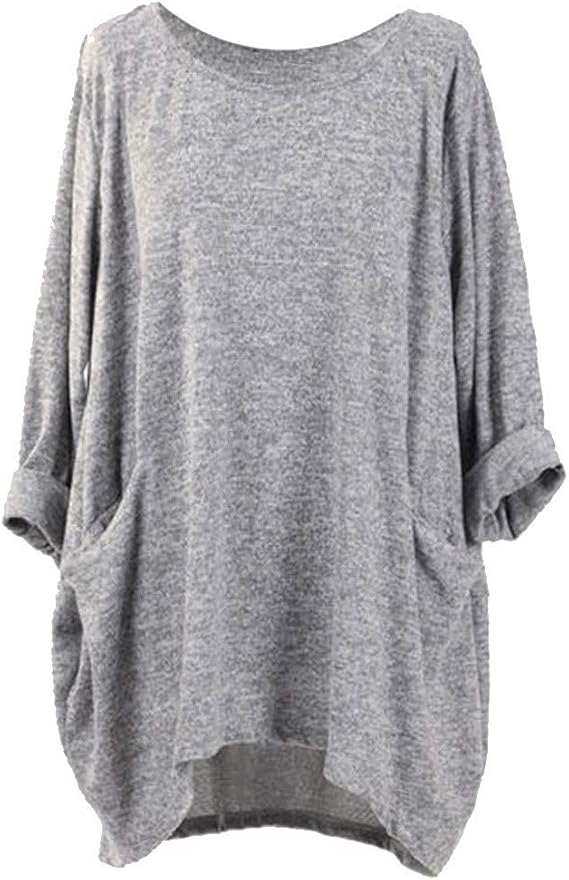 Amazon Charku レディース トップス シャツ 長袖 無地 ブラウス シャツ レディース 大きいサイズ Tシャツ カジュアル ゆったり ゆるシルエット ロング丈 トップス カットソー 春夏秋 レディースtシャツ 体型カバー カジュアル お出かけ 日常 シャツ ブラウス 通販