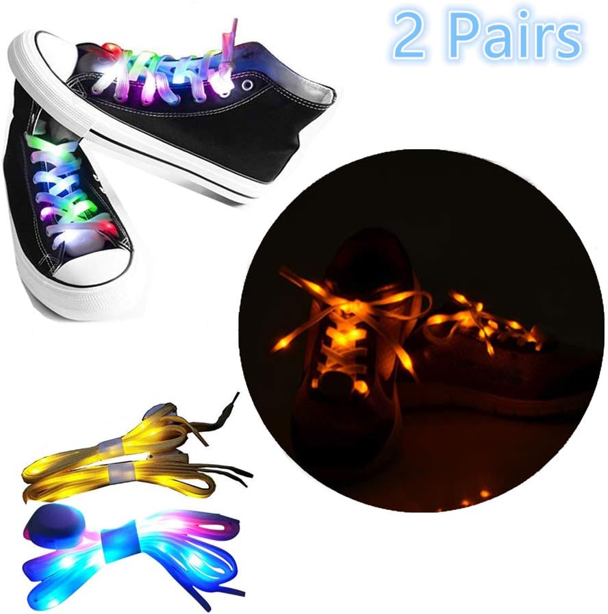 LKDEPO LED Shoe Laces Light Up Nylon Shoelaces with 3 Flashing Modes Lighting the Night