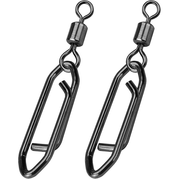 Barrel Fishing Swivels With Safty Snap 100pcs Black Fishing Snap Swivels Saltwater Freshwater Swivels Fishing Tackles Stainless Steel Interlock Snaps...