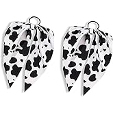 2 Pcs Cow Print Hair Accessories, Cow Print Headband for Women, Bow Bowknot Scrunchie, Non-Slip Bowknot Elastic Headband Ropes for Curly Straight Thin Thick Fine Hair