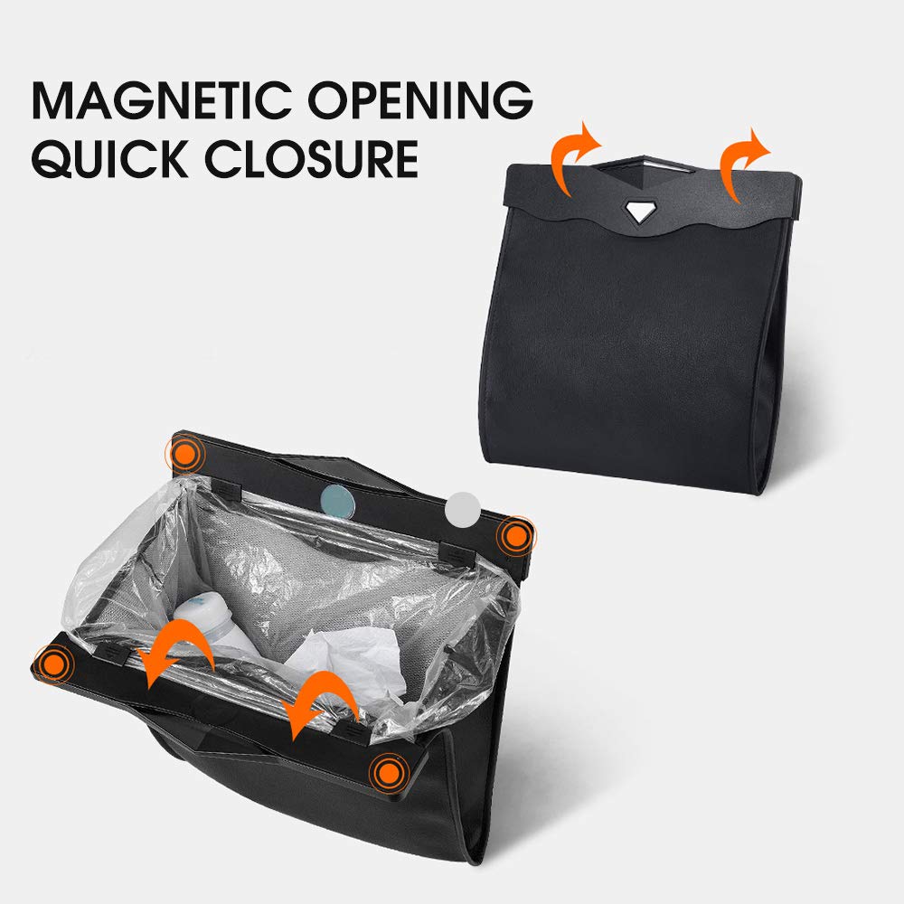 QUEES Car Trash Bag Magnetic Garbage Bag Auto Litter Car Bag Great for Cars Back Seat,Black