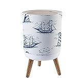 Small Trash Can with Lid Vintage Hand Drawn