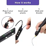 3Doodler Flow 3D Printing Pen Black with Free Filaments & Stencil Book view 4