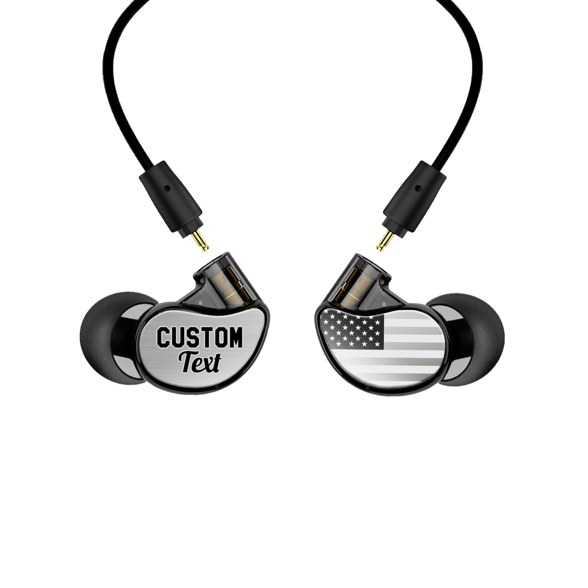 MEE audio M6 PRO 2nd generation Universal-Fit Noise-Isolating Musicians’ In-Ear Monitors with Custom-Engraved Text Metal Plates (Smoke)