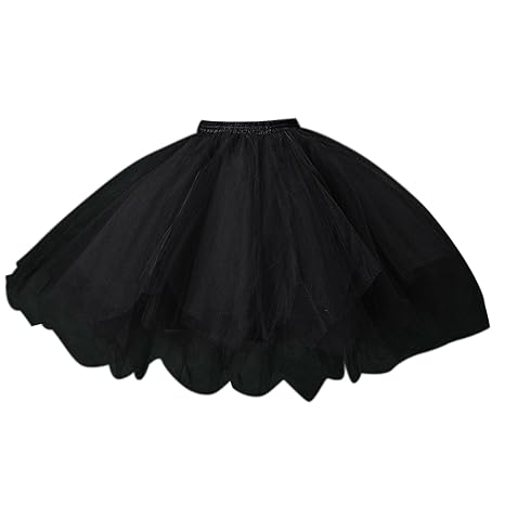 Feoya Damen Tutu Unterkleid 50er Retro Petticoat Kurz Ballett Tanzkleid Party Minirock Mehrschichtige Tüllrock Tütü Cosplay U