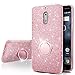 Nokia 6 Case,Silverback Girls Bling Glitter Sparkle Cute Phone Case with 360 Rotating Ring Stand, Soft TPU Outer Cover + Hard PC Inner Shell Skin for Nokia 6 -Rose Gold