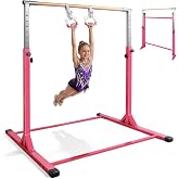 SERMEJO Gymnastics Kip Bar for Kids Training Horizontal Bar for Home Ages 3-15 Adjustable Height Gym Equipment Indoor Non-Slip with Rings