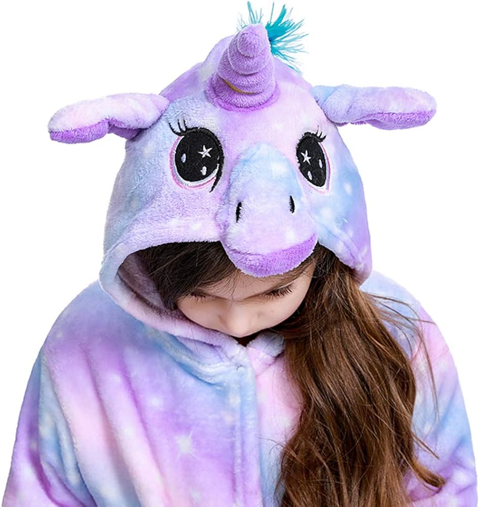 Unisex Children's Flannel Unicorn Bathrobes Hoodie Unicorns Gifts for Girls: Clothing
