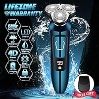 Electric Razor, Electric Shavers for Men, Dry Wet Waterproof Mens rotary facial shaver, Portable Face Shaver Cordless Travel USB Rechargeable with Beard Trimmer LED Display for Shaving Husband Dad