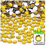 The Crafts Outlet 144-Piece Flat Back Round Rhinestones, 7mm, Golden Yellow
