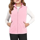 Haloumoning Girls Polar Fleece Zipper Vest Kids Sleeveless Stand Collar Jacket with Pockets 5-14 Years