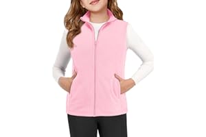 Haloumoning Girls Polar Fleece Zipper Vest Kids Sleeveless Stand Collar Jacket with Pockets 5-14 Years
