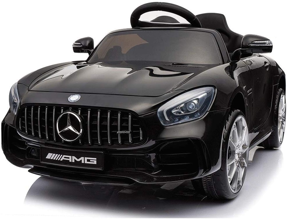 Kikioo Children's Electric Car Mercedes Authorized 4WD 12V Ride On Sport Vehicles, Remote Swing Child Baby Toy,Music Early Education Rocking Cradle Leather Seat Cover, 2.4G Bluetooth (black)