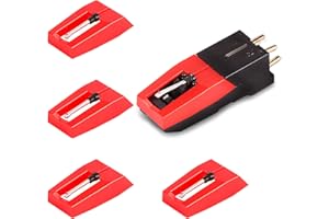 WLUOGCU Record Player Needle, 1 Cartridge with 4 Turntable Needles, Compatible with Crosley, ION, LP Vinyl Record Player, Easy to Install Turntable Parts Kit