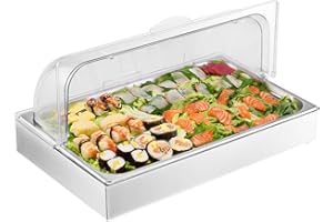VEVOR Countertop Food Serving Display Container, 1 x 1 Pan Stainless Steel Food Serving Tray, Buffet Condiment Dispenser Disp