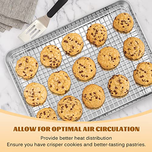 Stainless Steel Baking Sheet with Rack Set, Efar 16”x12” Cookie Sheet