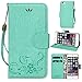 ACO-UINT iPhone 6s Wallet Case,iPhone 6 Wallet Case,Vintage Emboss Flower Wallet PU Leather Case,Folio Flip Cover Strap Case for iPhone 6/6s Green